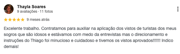 Avaliação de cliente da CAV Vistos publicada no Google